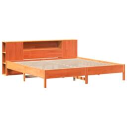 Berkfield Home Bookcase Bed without Mattress Wax Brown 200x200 cm Solid Wood Pine - thumbnail 3