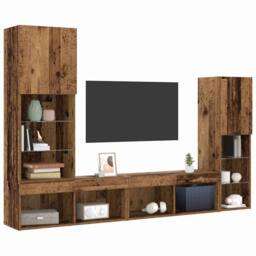Berkfield Home TV Cabinet with LED Lights Old Wood 40.5x30x102 cm in Brown