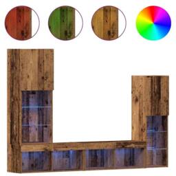 Berkfield Home TV Cabinet with LED Lights Old Wood 40.5x30x102 cm in Brown - thumbnail 4