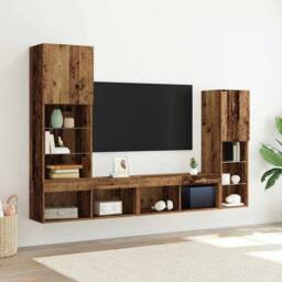 Berkfield Home TV Cabinet with LED Lights Old Wood 40.5x30x102 cm in Brown - thumbnail 2