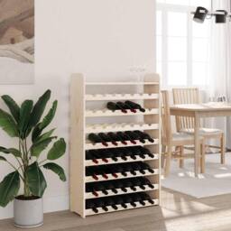 Berkfield Home Beautiful Wine Rack with Top Board 72.5x25x111.5 cm Solid Wood Pine in Light Tan