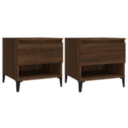Berkfield Home Side Tables 2 pcs Brown Oak 50x46x50 cm Engineered Wood - Size: 50 x 46 x 50 cm - thumbnail 3