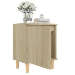 Berkfield Home Sturdy Bed Cabinet with Solid Wood Legs Sonoma Oak 40x30x50 cm in Light Tan - Size: 40 x 30 x 50 cm - thumbnail 4