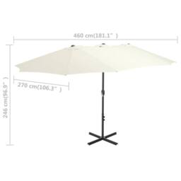 Berkfield Home Outdoor Parasol with Aluminium Pole 460x270 cm Sand in Beige - thumbnail 7