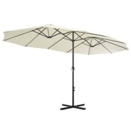 Berkfield Home Outdoor Parasol with Aluminium Pole 460x270 cm Sand in Beige - thumbnail 4