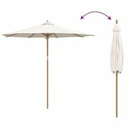 Berkfield Home Elegant Cream White Garden Parasol 270x260 cm Bamboo - thumbnail 6