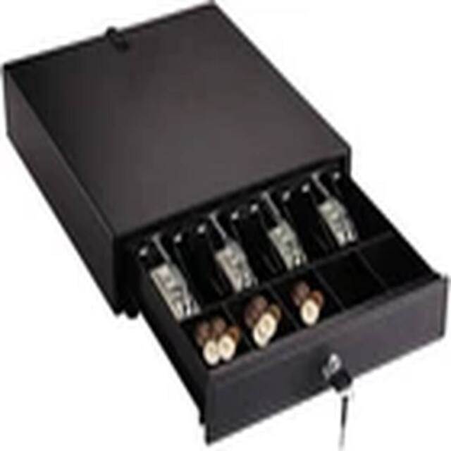 EONLION Cash Register Drawer with 4 Bill 5 Coin Tray, Key Lockable in Black - image 1