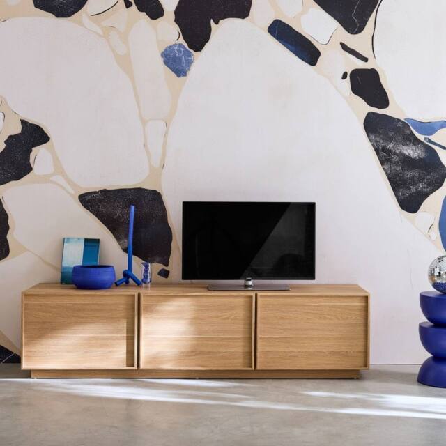 sweeek TV stand 3 doors 180cm wood decor in Beige - image 1
