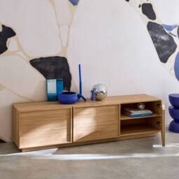 sweeek TV stand 3 doors 180cm wood decor in Beige - thumbnail 7