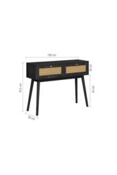 Birlea Croxley Console Table Black Rattan Hall Dressing Table - thumbnail 9