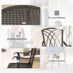 OUTSUNNY 5/3 PCs Garden Bistro Set Garden Furniture Set w/ Umbrella Hole in Brown - thumbnail 8