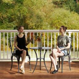 OUTSUNNY 5/3 PCs Garden Bistro Set Garden Furniture Set w/ Umbrella Hole in Brown - thumbnail 9