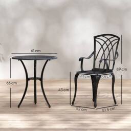 OUTSUNNY 5/3 PCs Garden Bistro Set Garden Furniture Set w/ Umbrella Hole in Brown - thumbnail 3
