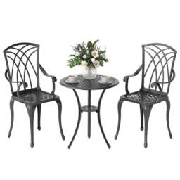 OUTSUNNY 5/3 PCs Garden Bistro Set Garden Furniture Set w/ Umbrella Hole in Brown - thumbnail 2