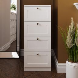FWStyle White 4 Drawer Chest Of Drawers Panelled Bedroom Furniture - thumbnail 4