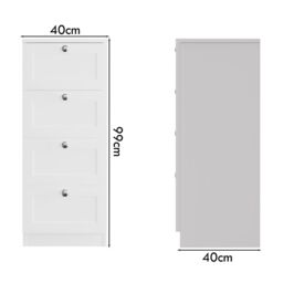 FWStyle White 4 Drawer Chest Of Drawers Panelled Bedroom Furniture - thumbnail 5