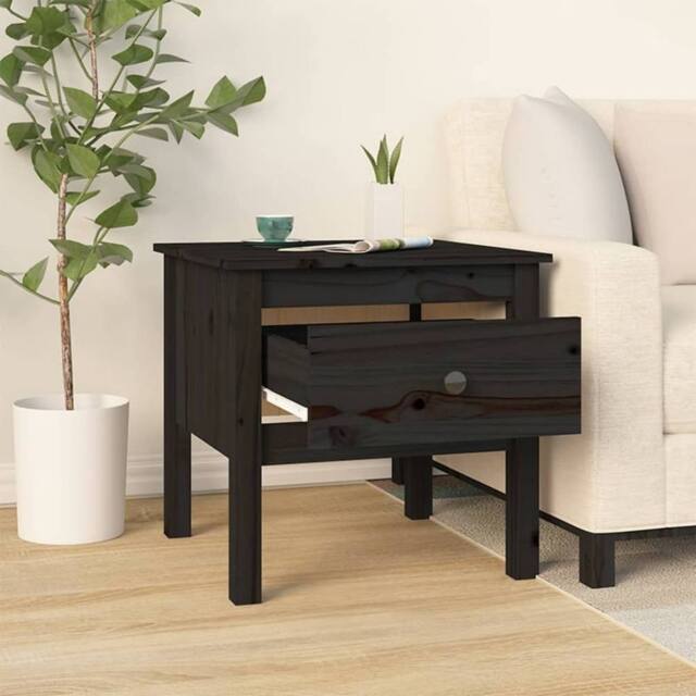Berkfield Home Side Table Black 50x50x49 cm Solid Wood Pine - Size: 50 x 50 x 49 cm - image 1