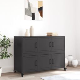 Berkfield Home Sideboard Black 100.5x39x72 cm Steel - thumbnail 3
