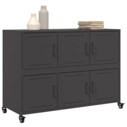 Berkfield Home Sideboard Black 100.5x39x72 cm Steel - thumbnail 4