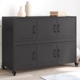 Berkfield Home Sideboard Black 100.5x39x72 cm Steel - thumbnail 1
