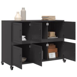 Berkfield Home Sideboard Black 100.5x39x72 cm Steel - thumbnail 5