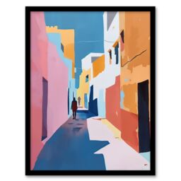 "Artery8 Pastel Colour Morocco Abstract Casablanca Street Framed Art Print - Size: W12"" x H16""" - thumbnail 1