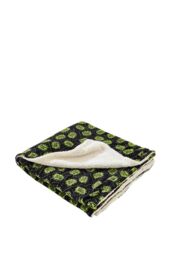 Just Essentials Game Over Print Reversible Fleece Blanket in Bright Green - Size: Small