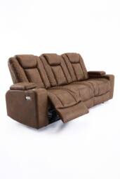 More4Homes Ashton Electric Recliner 3 Seater Sofa Technology Fabric With Built-In Plugs & USB-C Charging in Brown - thumbnail 3