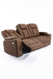 More4Homes Ashton Electric Recliner 3 Seater Sofa Technology Fabric With Built-In Plugs & USB-C Charging in Brown - thumbnail 4
