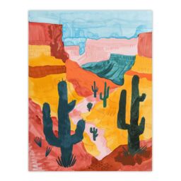 "Artery8 Grand Canyon Saguaro Cactus Arizona Landscape Wall Art Print - Size: W24"" x H32""" - thumbnail 1