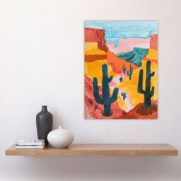 "Artery8 Grand Canyon Saguaro Cactus Arizona Landscape Wall Art Print - Size: W24"" x H32""" - thumbnail 4