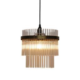 First Choice Lighting Set of 2 Georgia - Antique Brass with Glass Easy Fit Pendant Shades in Clear - thumbnail 2