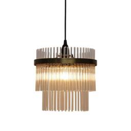 First Choice Lighting Set of 2 Georgia - Antique Brass with Glass Easy Fit Pendant Shades in Bronze - thumbnail 2