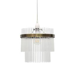 First Choice Lighting Set of 2 Georgia - Antique Brass with Glass Easy Fit Pendant Shades in Clear - thumbnail 3