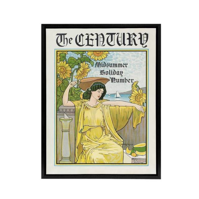 "Artery8 Louis Rhead The Century Midsummer Holiday Cover Framed Canvas Art in Yellow - Size: W12"" x H16""" - image 1