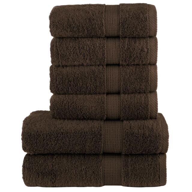 Berkfield Home 6 Piece Premium Towel Set SOLUND Brown 600 gsm - image 1