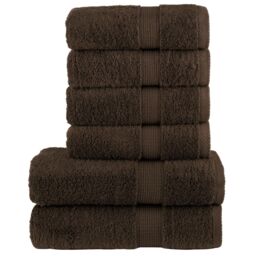 Berkfield Home 6 Piece Premium Towel Set SOLUND Brown 600 gsm - thumbnail 1