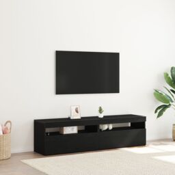 Berkfield Home TV Cabinets with LED Lights 2 pcs Black Oak 75x35x40 cm Engineered Wood - Size: 75 x 35 x 40 cm - thumbnail 1
