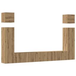Berkfield Home 6 Piece TV Cabinet Set Wall-mounted Artisan Oak Engineered Wood in Brown - thumbnail 2