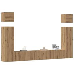 Berkfield Home 6 Piece TV Cabinet Set Wall-mounted Artisan Oak Engineered Wood in Brown - thumbnail 1