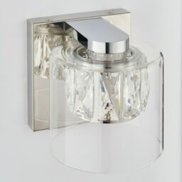 Loops Crystal LED Wall Light Square Chrome & Luxury Shade Modern Glass Lamp Fitting in Clear - thumbnail 5