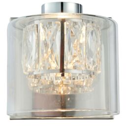 Loops Crystal LED Wall Light Square Chrome & Luxury Shade Modern Glass Lamp Fitting in Clear - thumbnail 4