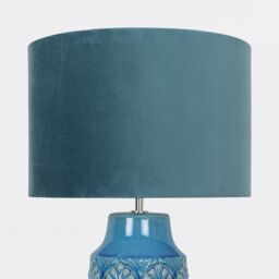 First Choice Lighting Set of 2 Peacock Ceramic Lamps with Teal Velour Shade - thumbnail 8