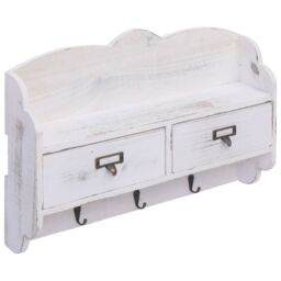 Berkfield Home Wall Mounted Coat Rack White 50x10x34 cm Wood - Size: 50 x 10 x 34 cm - thumbnail 2