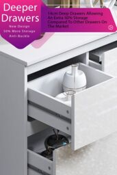 FWStyle 7 Drawer High Gloss White Chest Of Drawers Merchant Chest - Stora - thumbnail 5