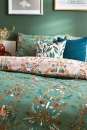 Furn Luna Wood Enchanting Floral Duvet Cover Set in Green - Size: Double - thumbnail 3
