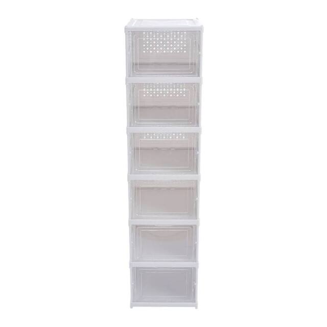 KORVIXA 6Tier-34.7x25.7x105cm Folding Shoe Storage Box Stackable in White - Size: 500mm - image 1