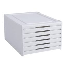 KORVIXA 6Tier-34.7x25.7x105cm Folding Shoe Storage Box Stackable in White - Size: 500mm - thumbnail 3