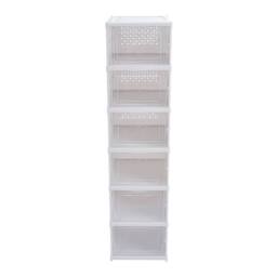 KORVIXA 6Tier-34.7x25.7x105cm Folding Shoe Storage Box Stackable in White - Size: 500mm