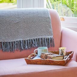 Paper High Diamond Cotton Throw in Grey - thumbnail 1